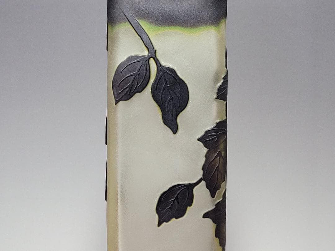 エミール・ガレ Emile Galle ガラス 藤文 花瓶 高さ約25.6cm