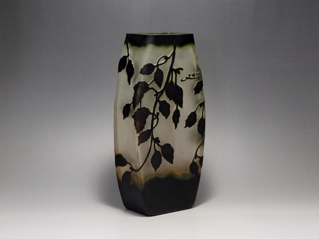 エミール・ガレ Emile Galle ガラス 藤文 花瓶 高さ約25.6cm