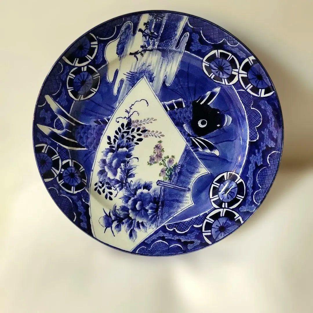【週末セール】古伊万里　大皿　染付　陶器製　 　伝統工芸品　約45センチ