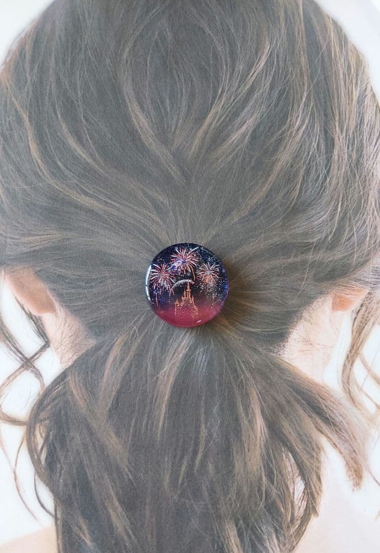 【1572】レジン　花火　ヘアゴム　ポニーフック　ブロ―チ　ハンドメイド