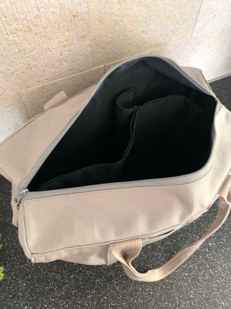純白3つ仕切りトートバッグ　ハンドメイド　倉敷帆布　仕切り　unicoco
