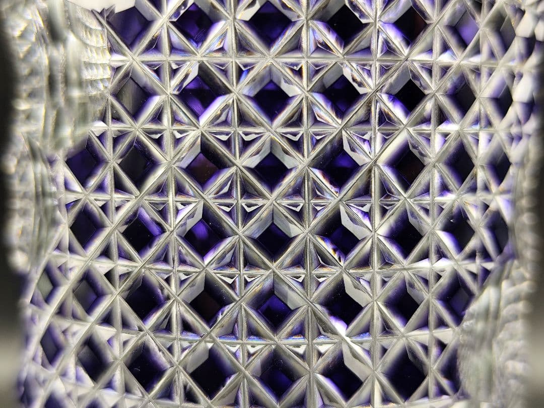 当時定価約16万円☆篠崎清一 江戸切子 紫 花瓶（切子、江戸切子、薩摩切子）