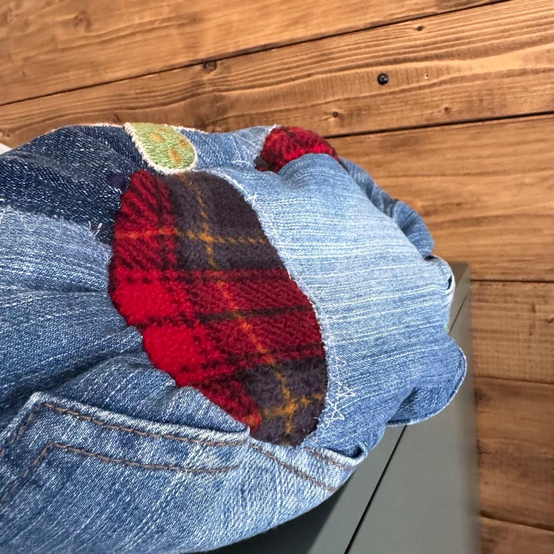 ハンドメイド デニムリメイク バッグ フクロウ 2way 楕円底 41