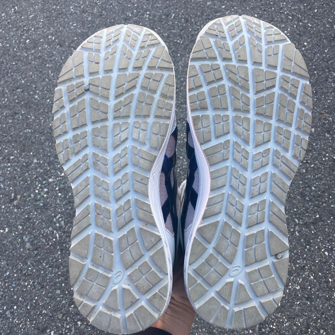 asics 安全靴　ホワイト×ネイビー　25.5cm