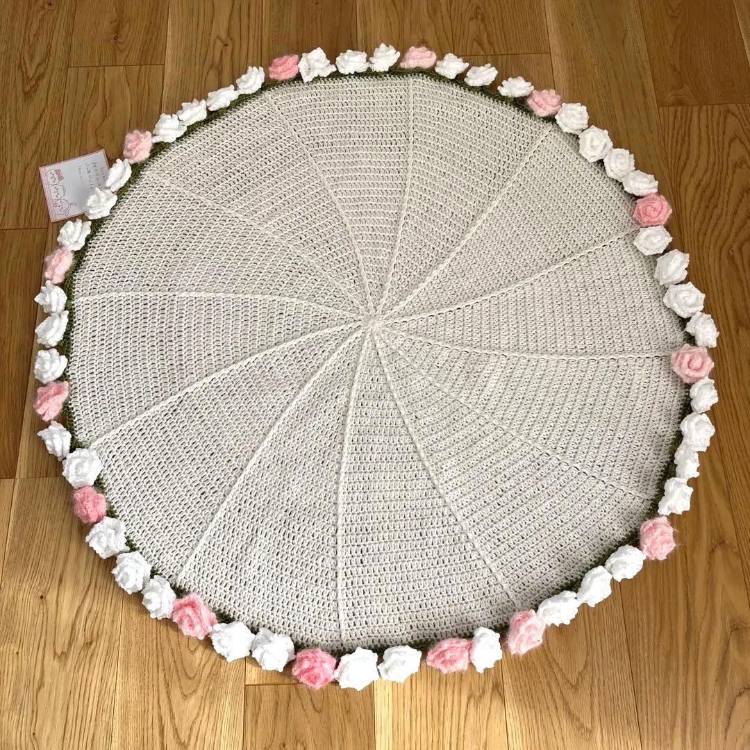 ハンドメイド ブーケブランケット 薔薇 花束 95cm ホワイト ピンク