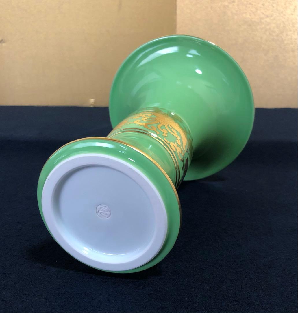 ❗️割引《R》茶道具 萌黄 金襴手 花入 手塚充 陶歴 共布 共箱251003あ6