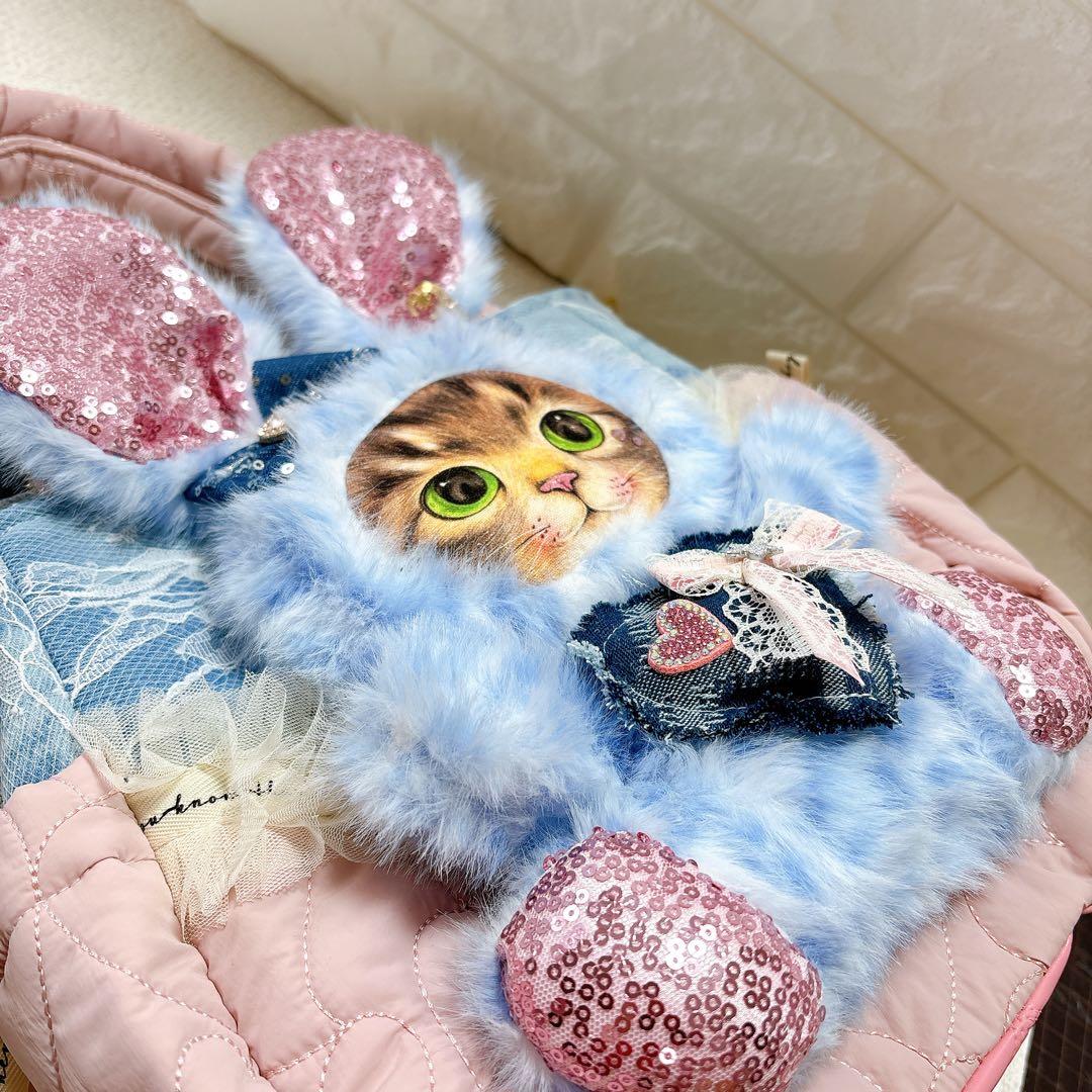 コヤンイサムチョン　あおりポケットバッグ　サンダーちゃん(大) レースデニム