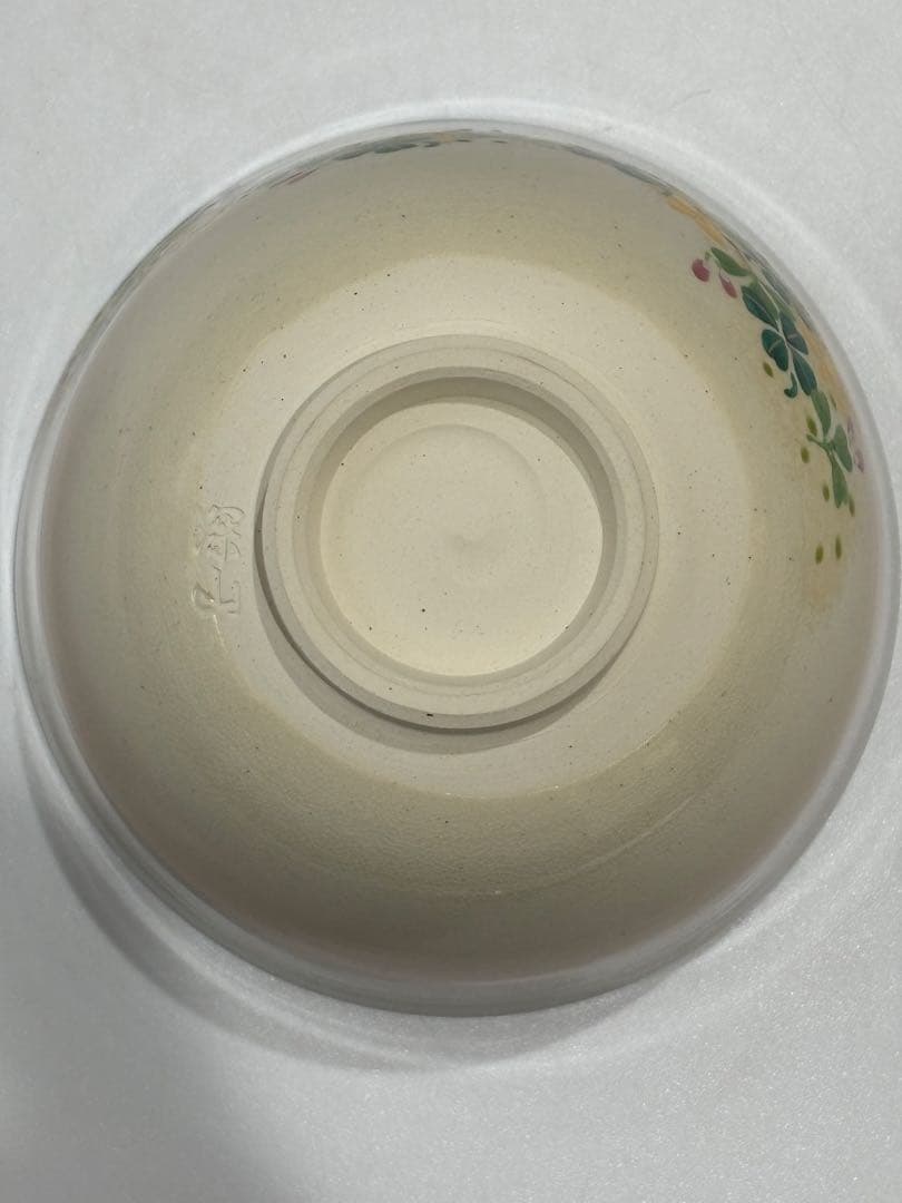 茶道具 色絵 クローバー茶碗 抹茶椀 紙箱