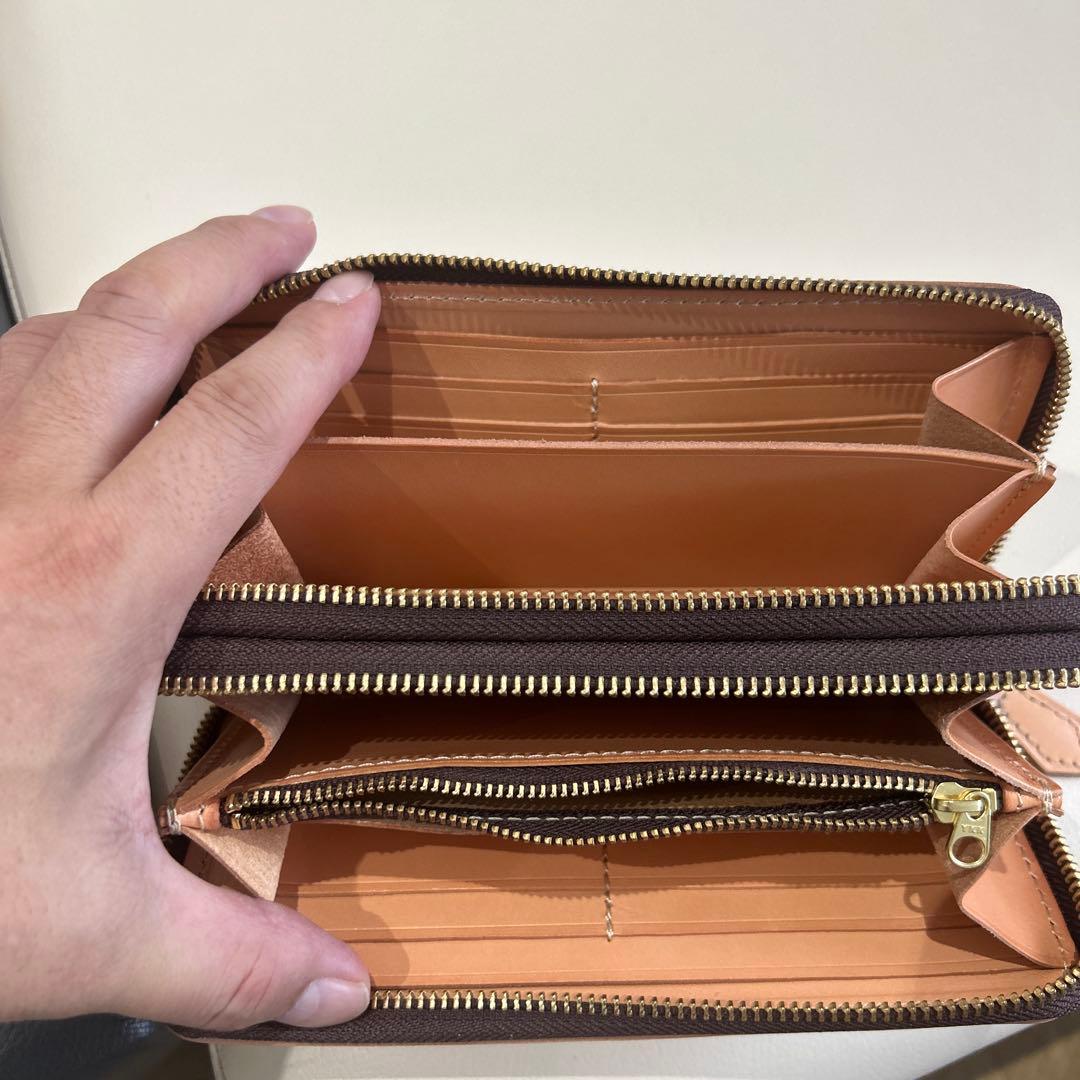 サドルレザー ヌメ革 ラウンドファスナー ダブルファスナー本革 ハンドメイド