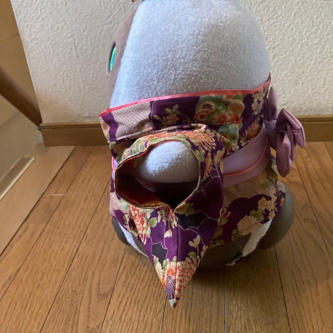 ラボット　服　lovot 紫　菊　扇子　着物一式　リボン付