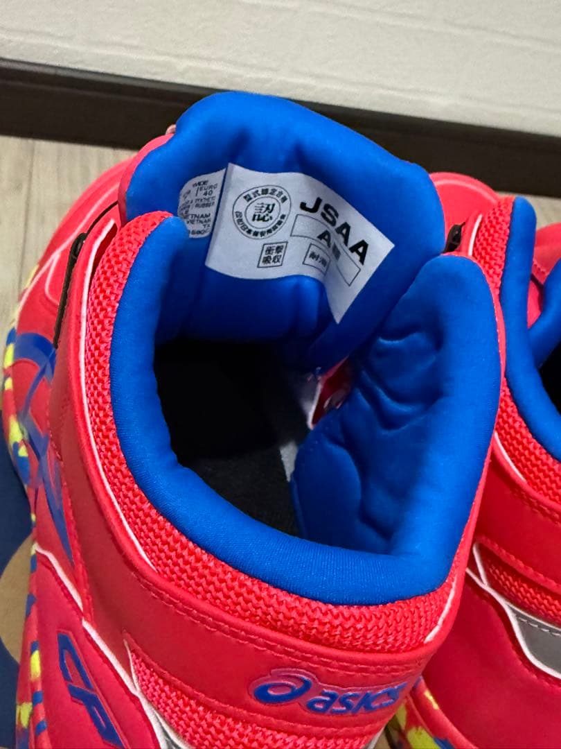 ASICS 安全靴 限定カラーピンク/ブルー ハイカット