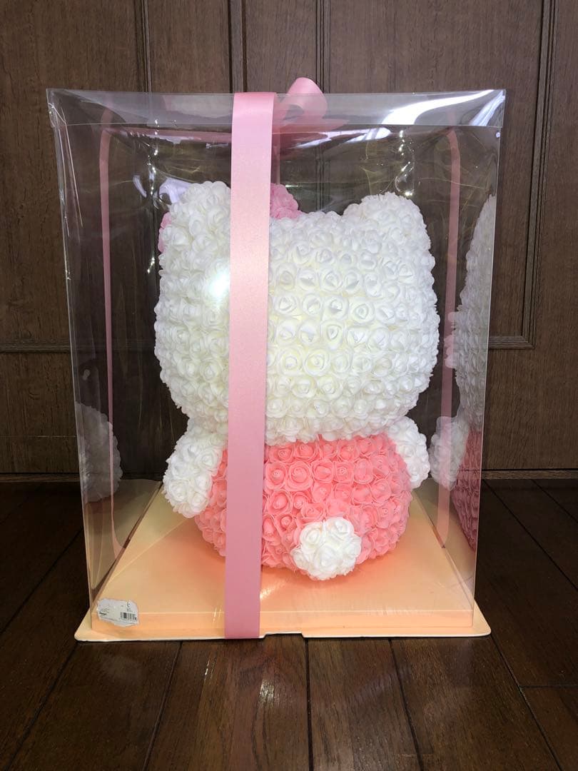 ハローキティ 造花ぬいぐるみ 約30cm 透明ケース入り