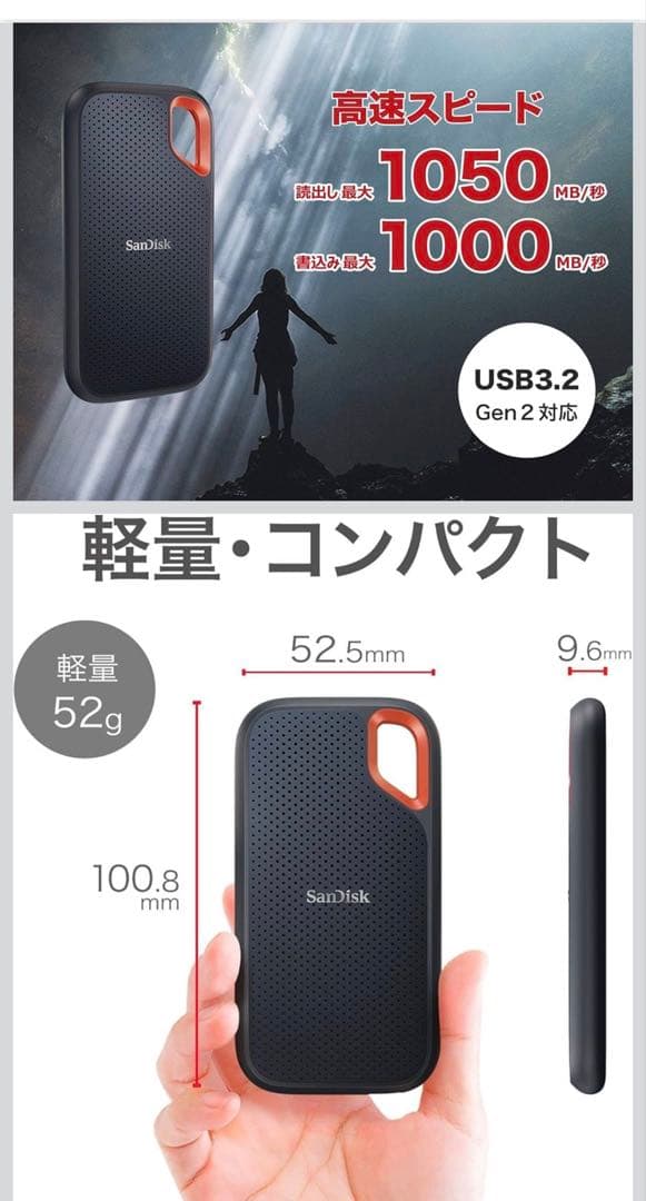 SanDisk 外付けSSD SDSSDE61-1T00-GH25 1TB