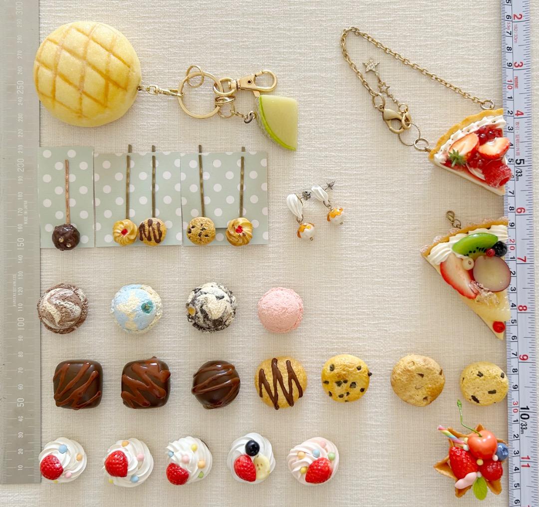 【フェイクスイーツ】マグネット、ブローチ、キーボルダー、ピアス、ヘアピン