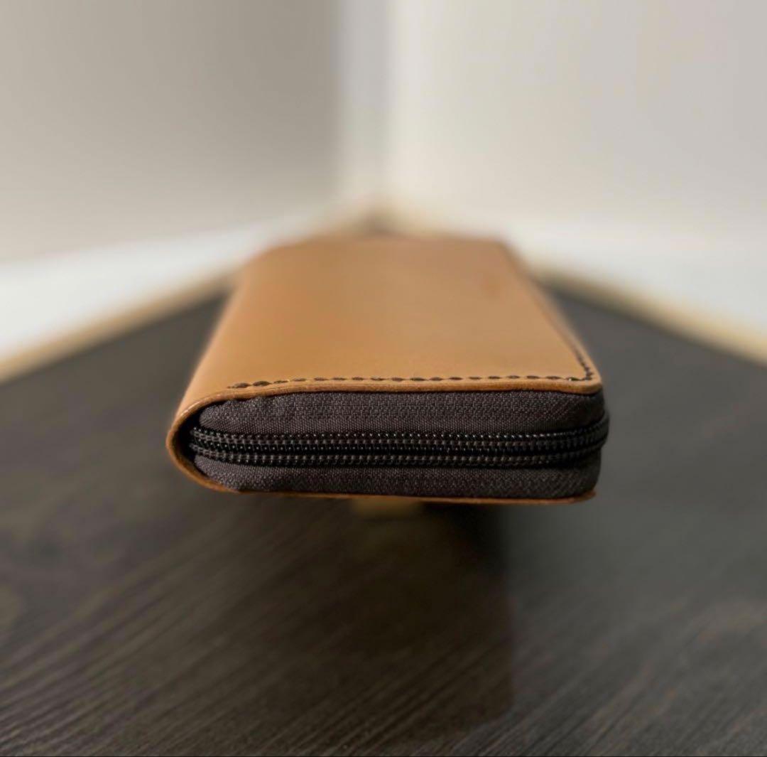 本革 長財布 ラウンドファスナー長財布 キャメル 黒 フルレザー ハンドメイド