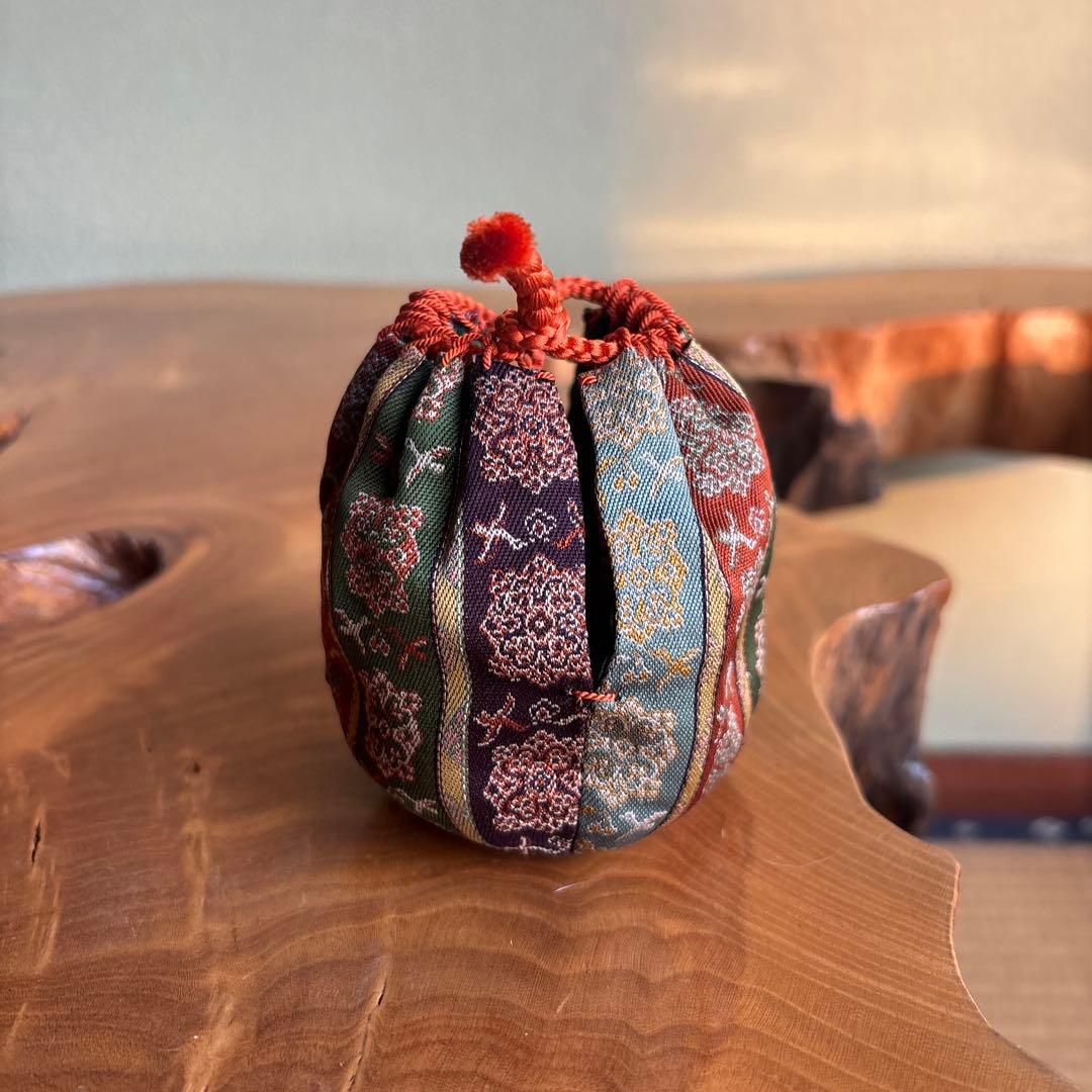 鬼丸雪山作 茄子茶入 高取焼 仕覆付 共箱 茶道具