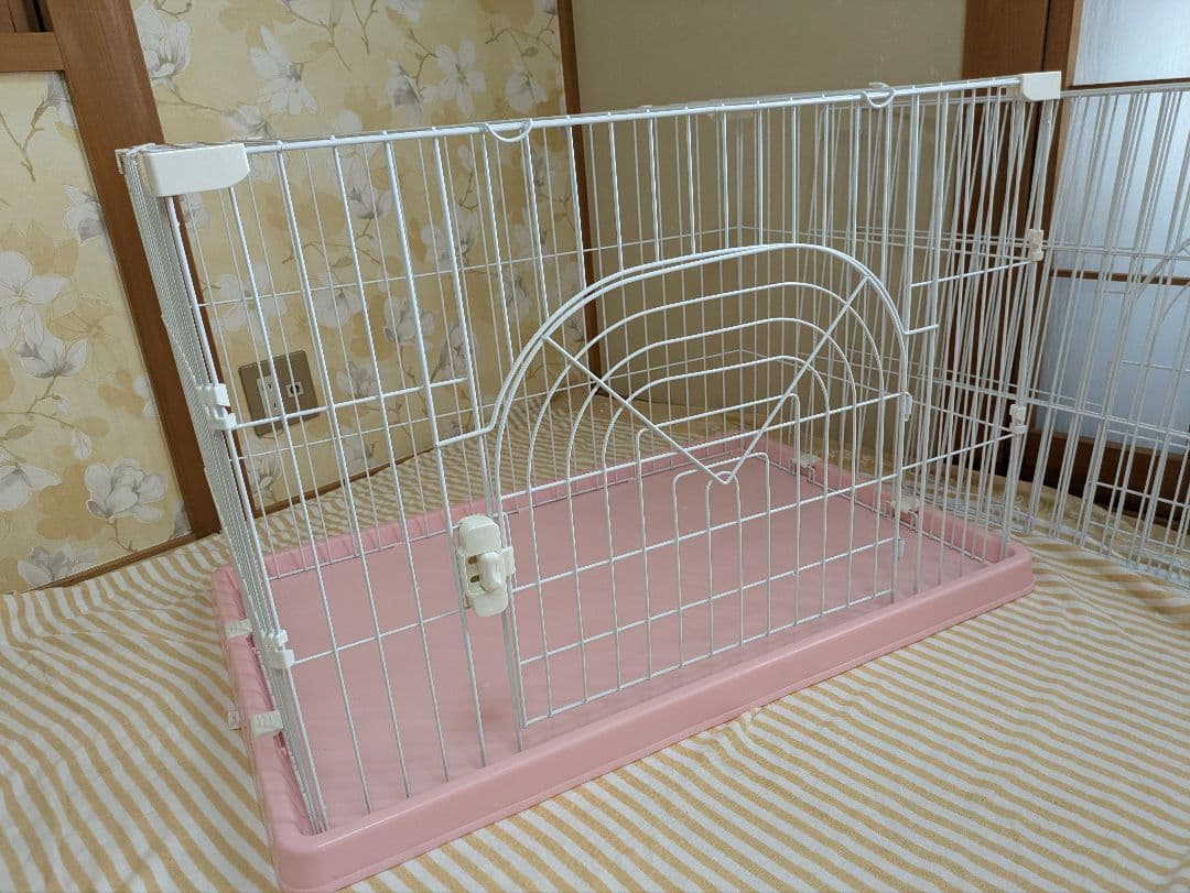 美品　可愛い　キャットゲージ　ピンク　１段２段2way ペットゲージ