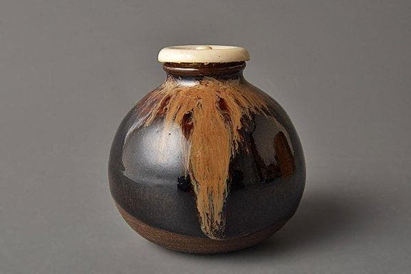 k628 茶道具　桶谷定一　京焼　清水焼 茄子茶入　仕覆付