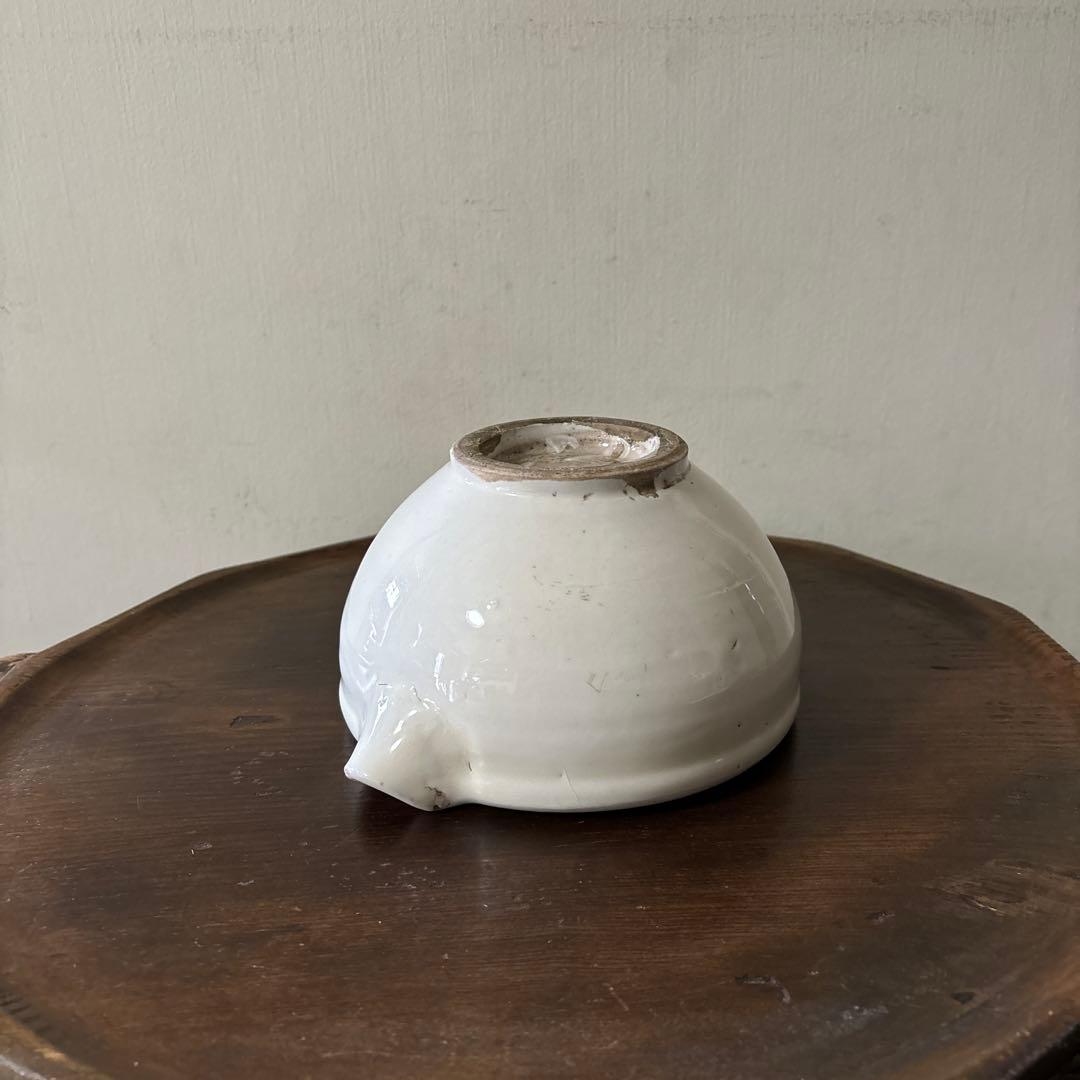 東北民窯　平清水焼　片口その②白釉　花器　こね鉢　白磁　骨董アンティーク　検李朝