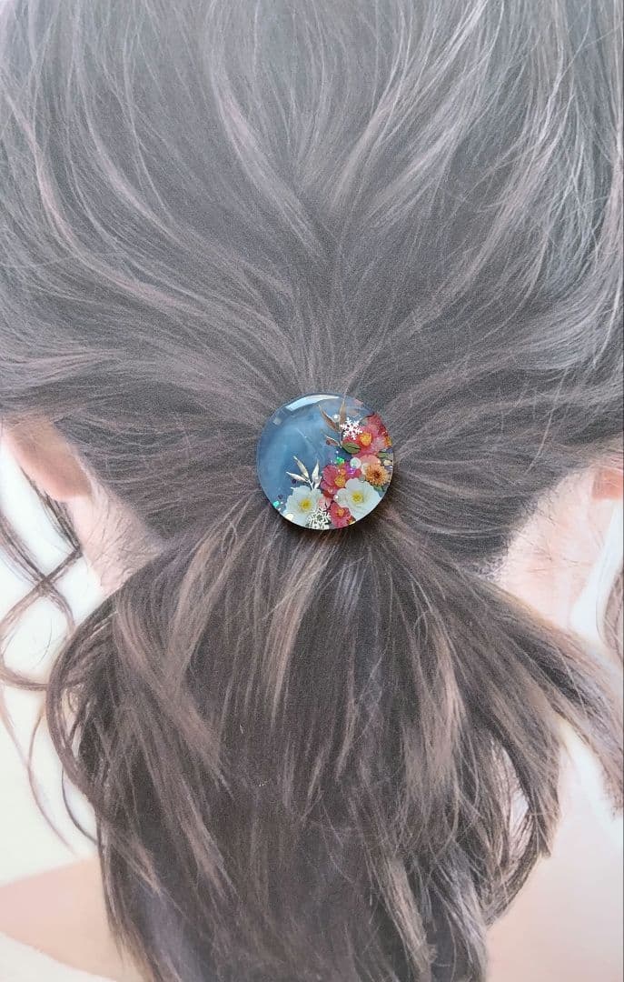 冬の和柄 レジンヘアゴム