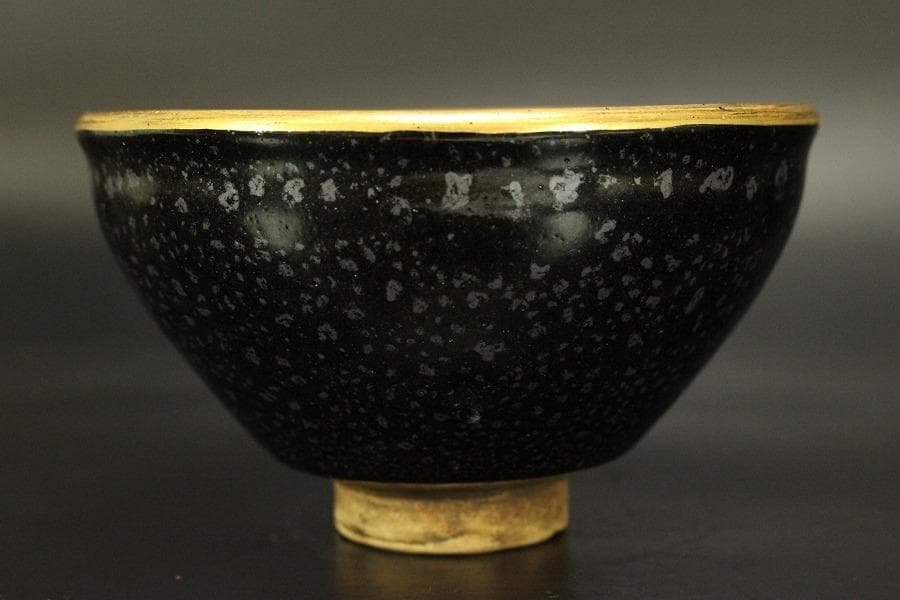 茶道具 油滴天目茶碗 天目台 時代(ZE548)