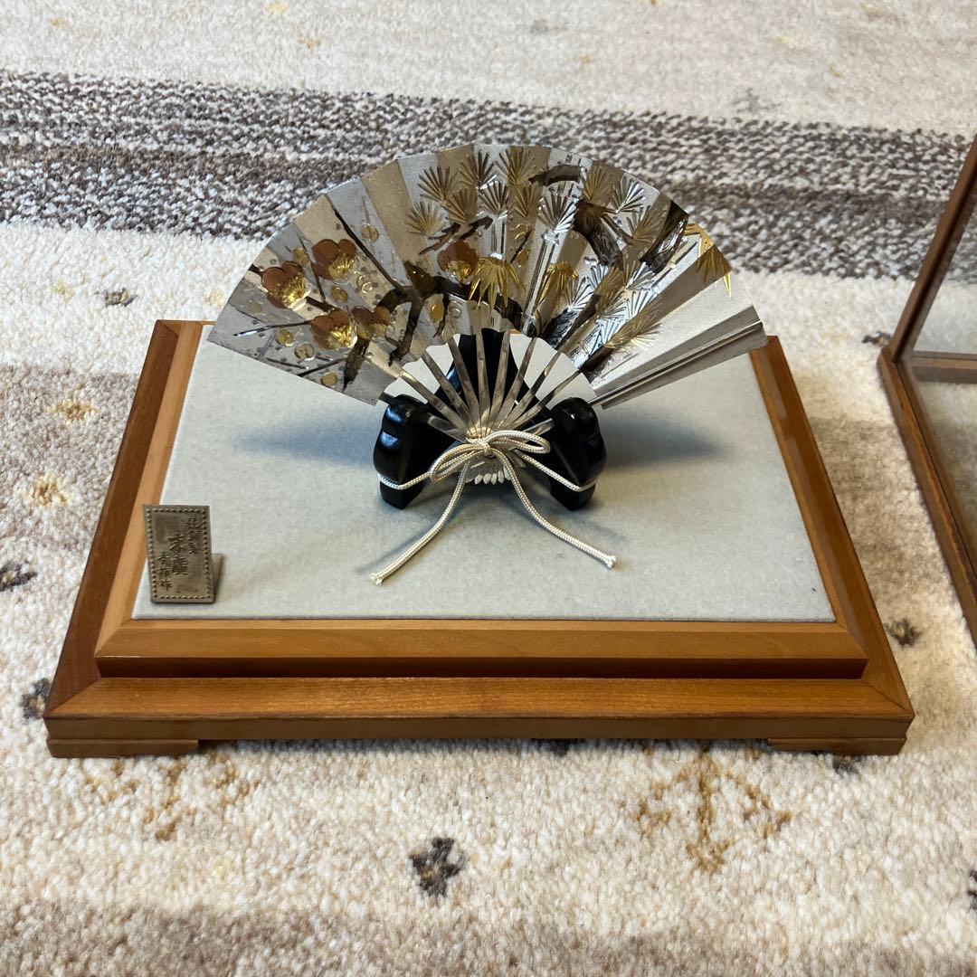 純銀製扇　秀雄作　ケース、箱付き