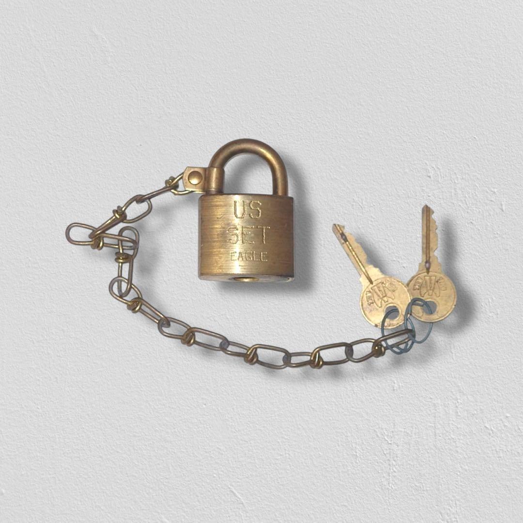 ▪️60s SET ビンテージ 南京錠 パドロック 鍵 キーチェーン eagle