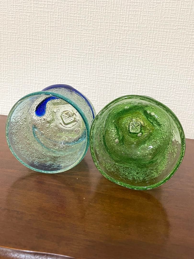 【２客】稲盛盛吉 琉球ガラス ロックグラス 沖縄 ハンドメイド 大きめのグラス