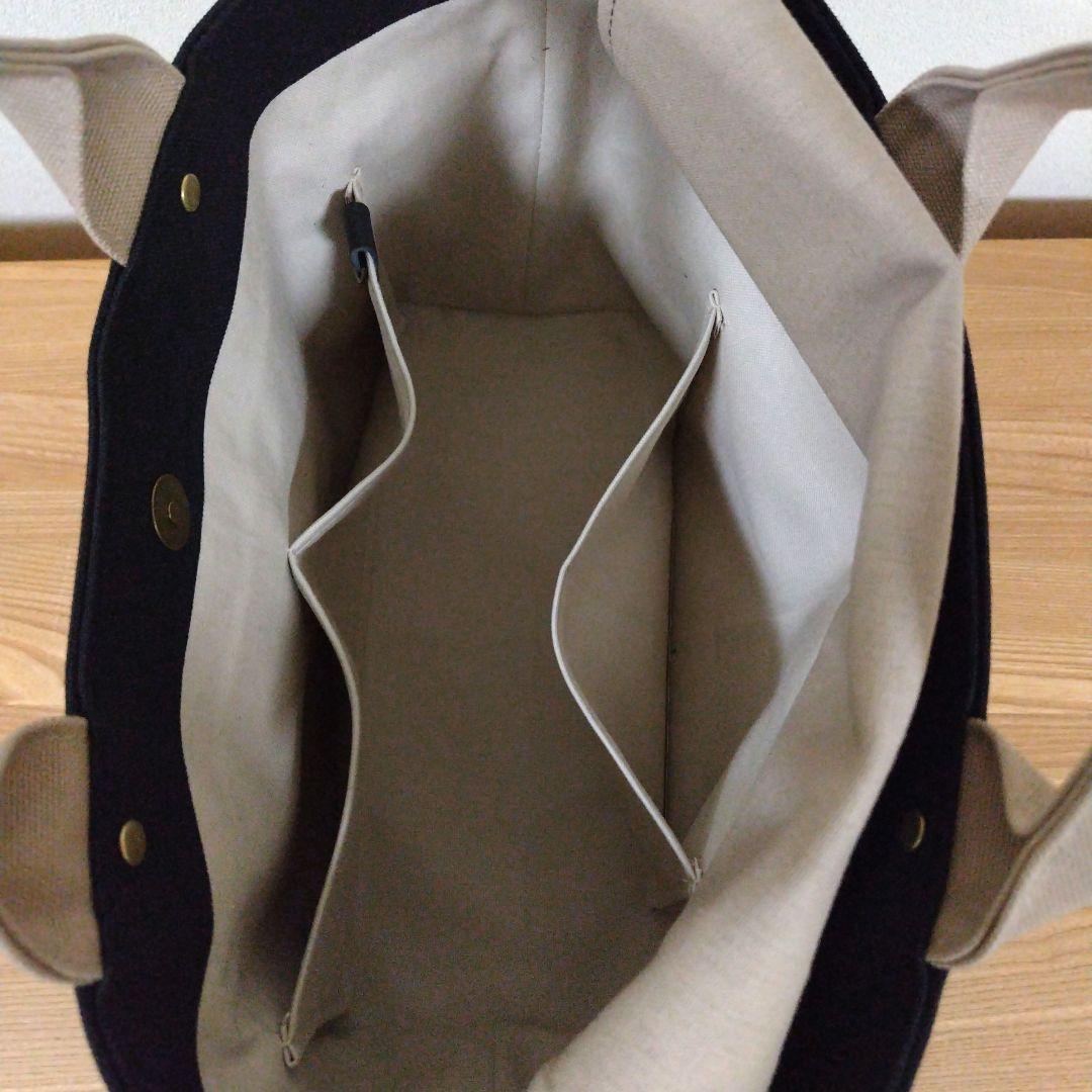 ハンドメイド、トートバック、帆布、バイカラー、蓋付き