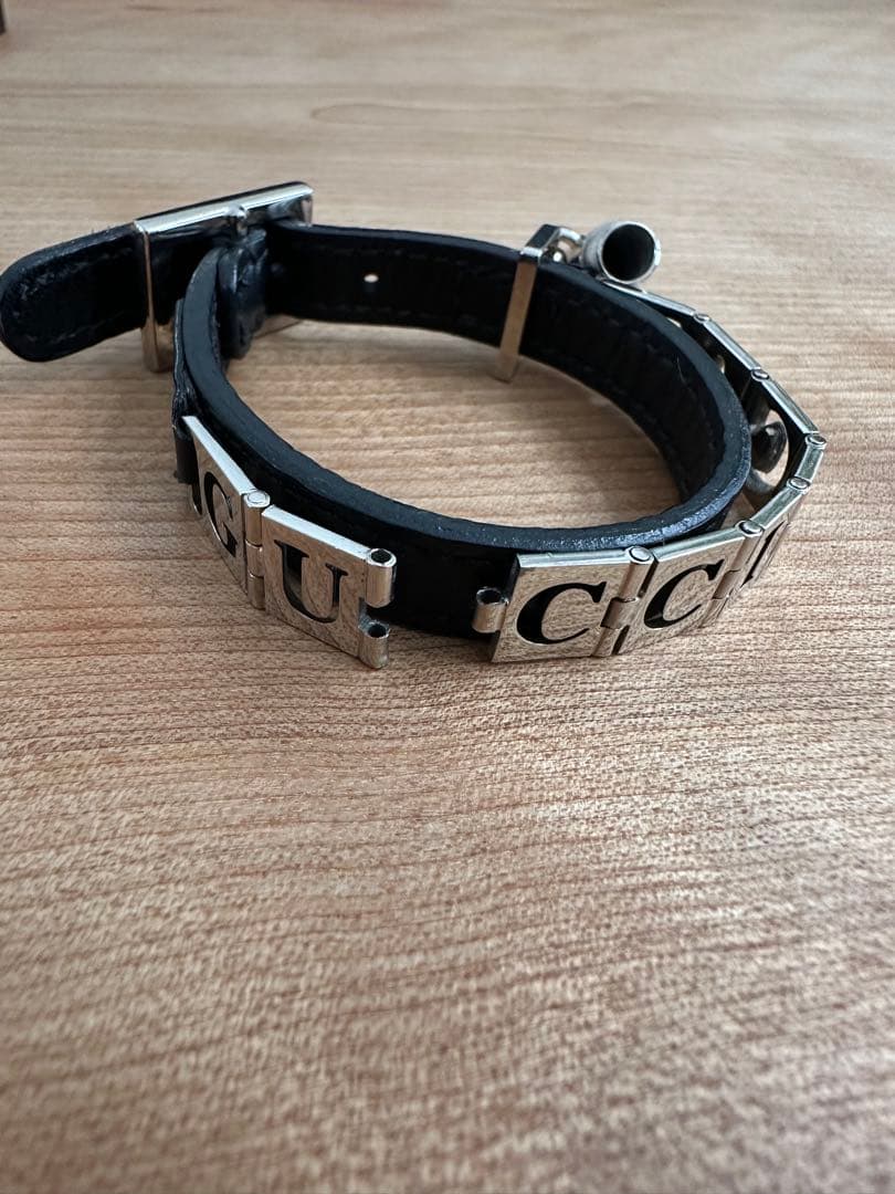 正規品GUCCIグッチ CAT 首輪　レザーブレスレット　ブラック