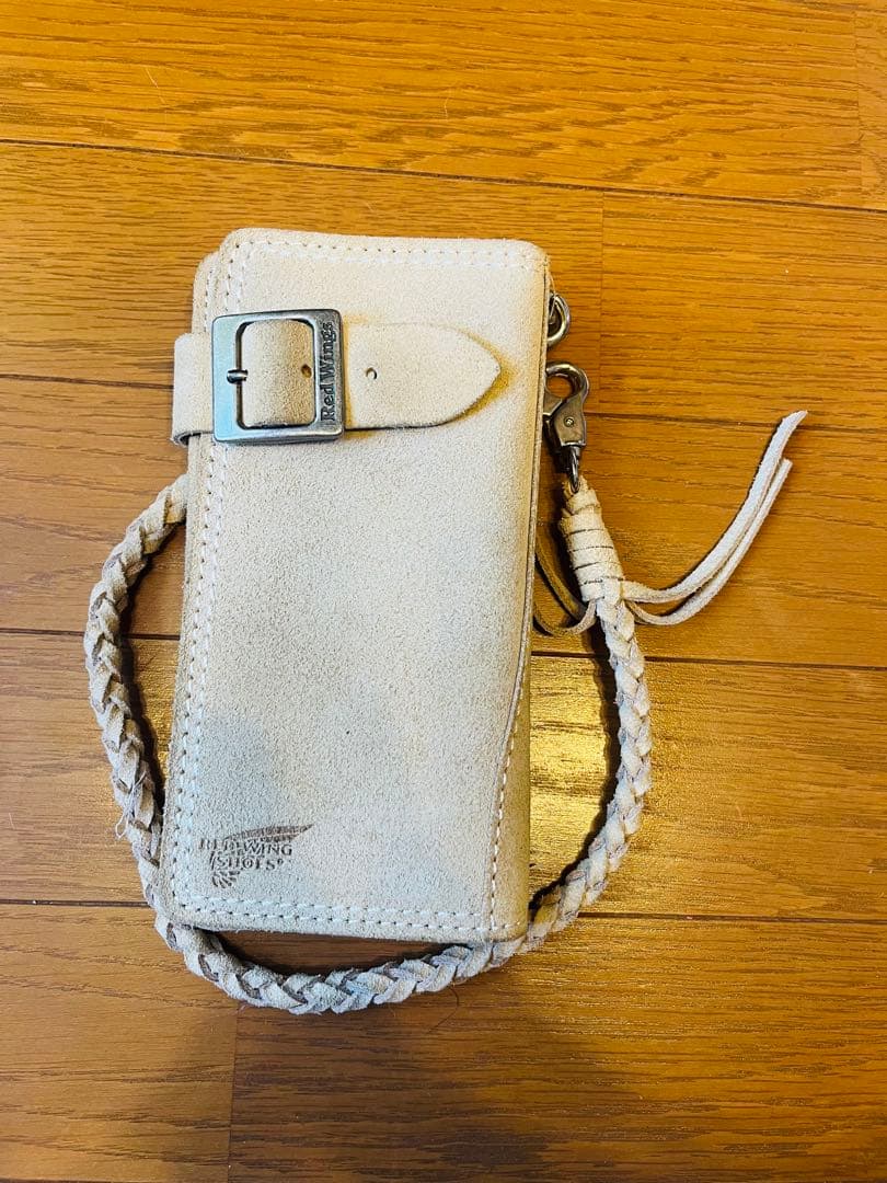 未使用レッドウィングスエード 長財布 編み込みストラップ