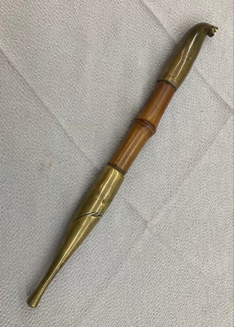 B323s キセル　煙管　銅製金具　太管　喫煙具　在銘　骨董