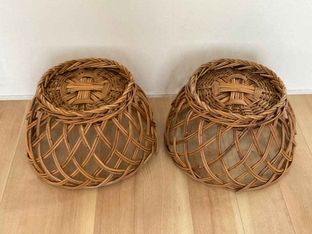 籠　藤編みかご　銭湯　脱衣カゴバスケット　収納　アンティーク雑貨　古道具