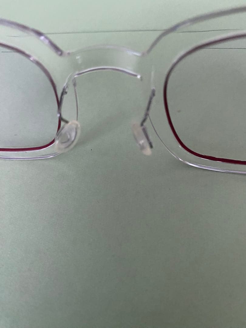 Lindberg クリアレッドファッションメガネ　ケース付き