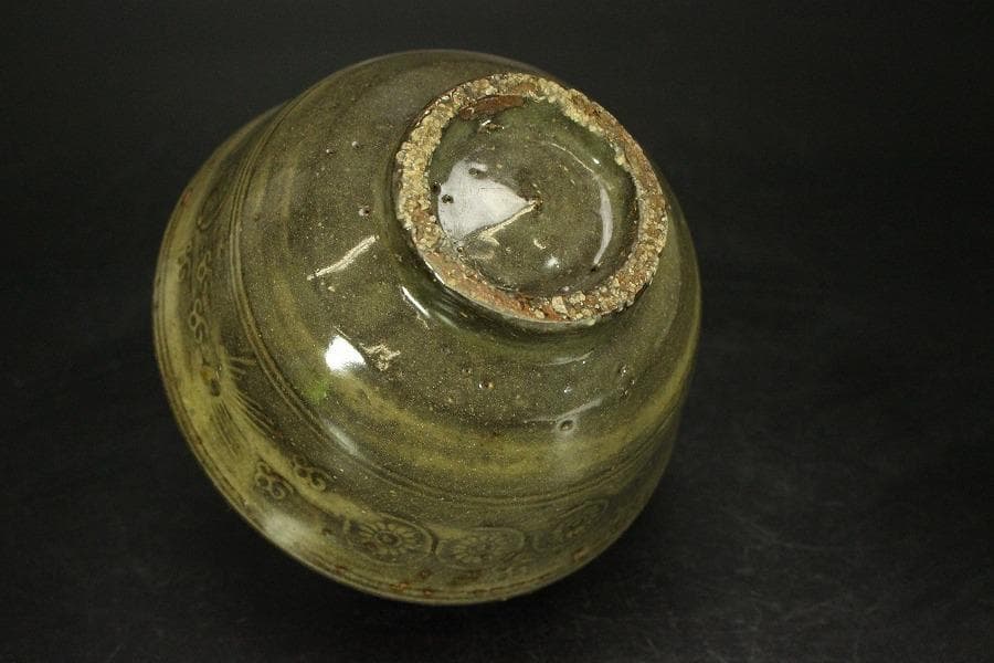 茶道具 高麗青磁 雲鶴 茶碗 時代物(ZE752)