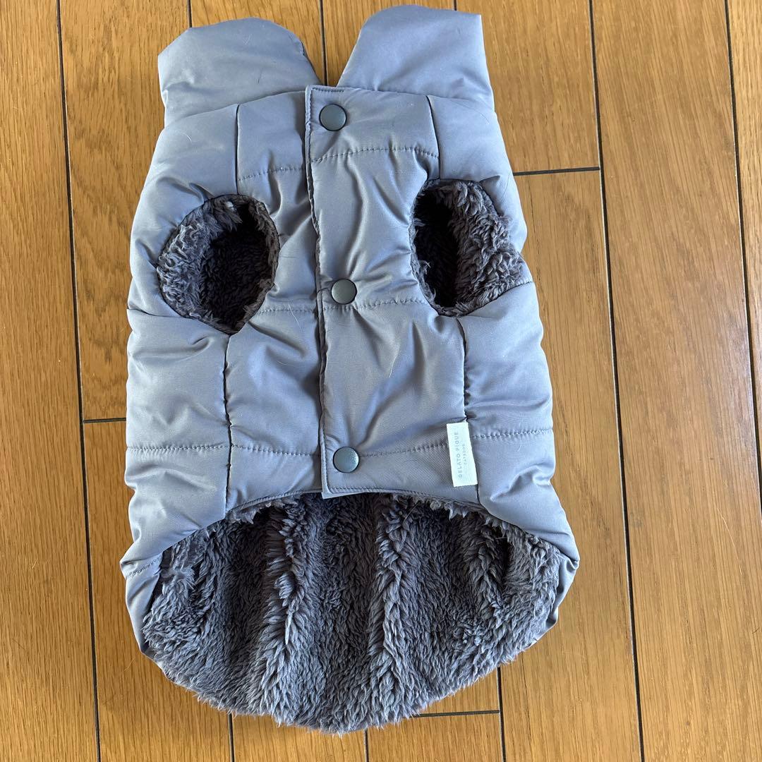 ジェラートピケ　犬用中綿ベストLサイズ　グレー