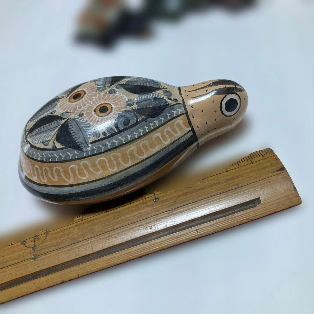 メキシコ　トナラ焼　カメ　2個セット　工芸品　タートル　陶器　置物　オブジェ