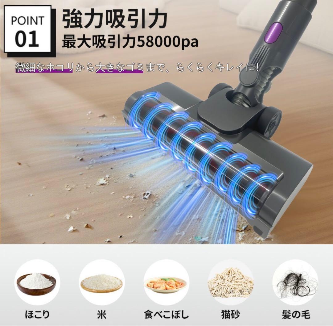 掃除機 コードレス グリーンLEDライト付き サイクロン ハンディクリーナー