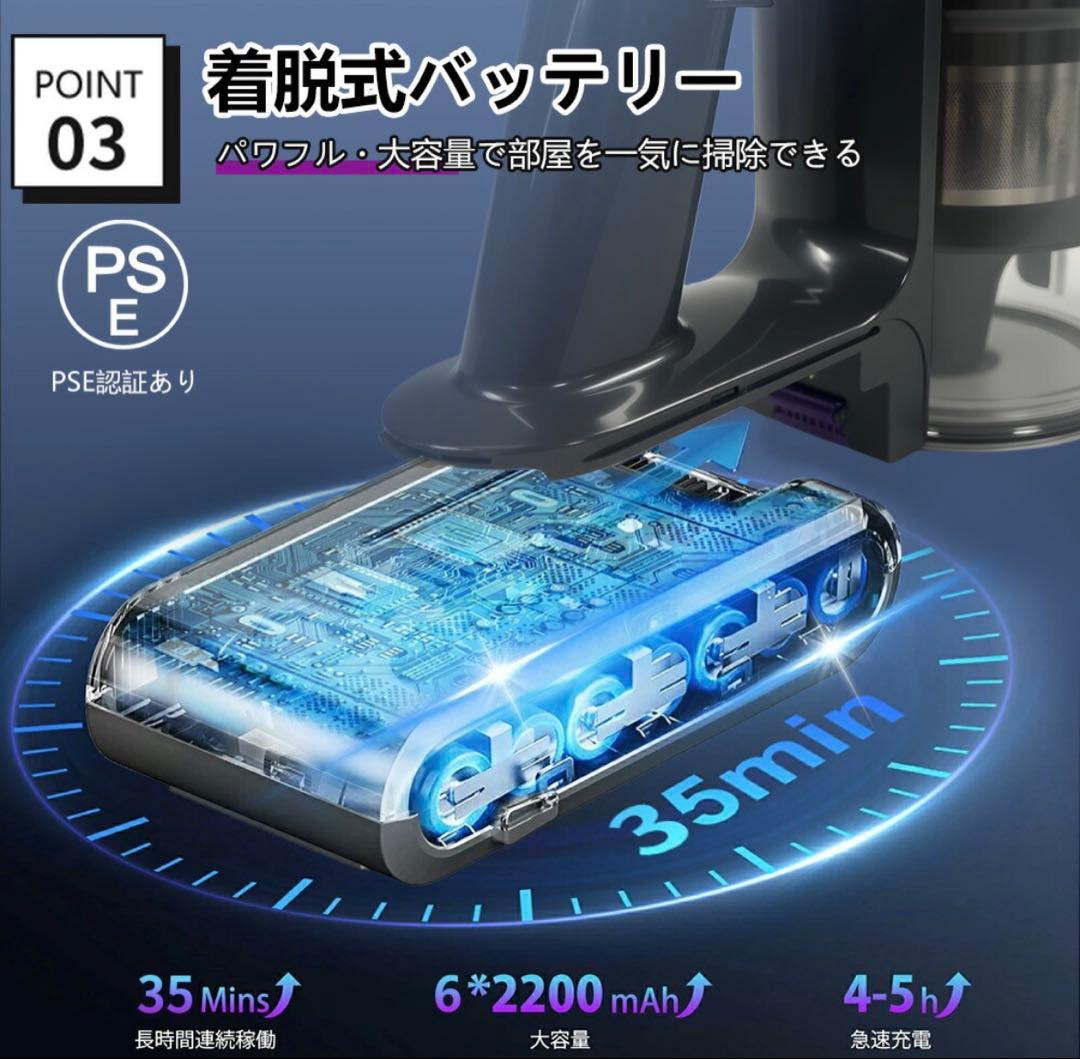 掃除機 コードレス グリーンLEDライト付き サイクロン ハンディクリーナー