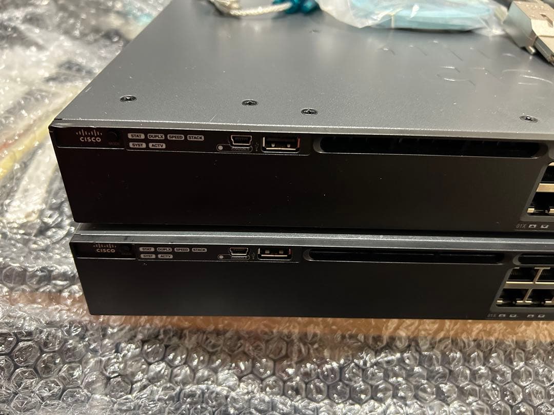 【CCNA、CCNP】2台セットCiscoL3スイッチ3650 stacking