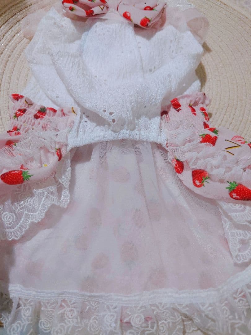 美品きゃんナナいちご柄シフォンドッキングワンピースMサイズ
