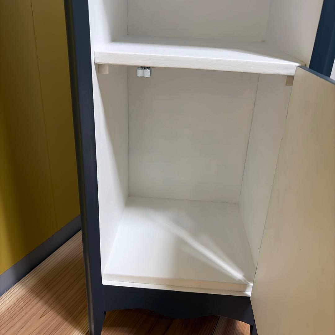 ダークブルー 木製キャビネット リメイク品
