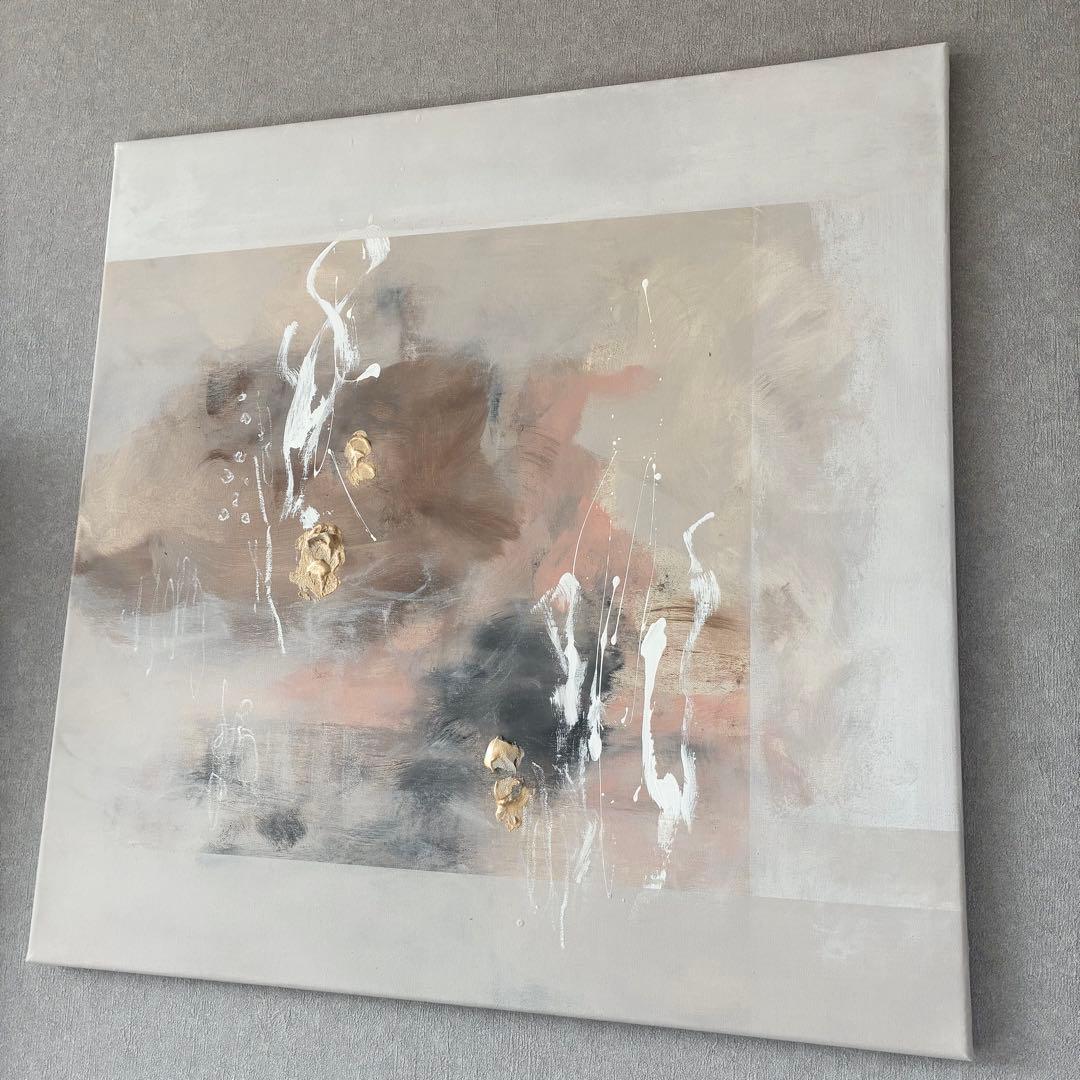 現代アート　80×80㎝　抽象画　テクスチャーアート　モダン　インテリア　絵画