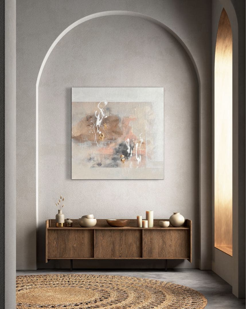 現代アート　80×80㎝　抽象画　テクスチャーアート　モダン　インテリア　絵画