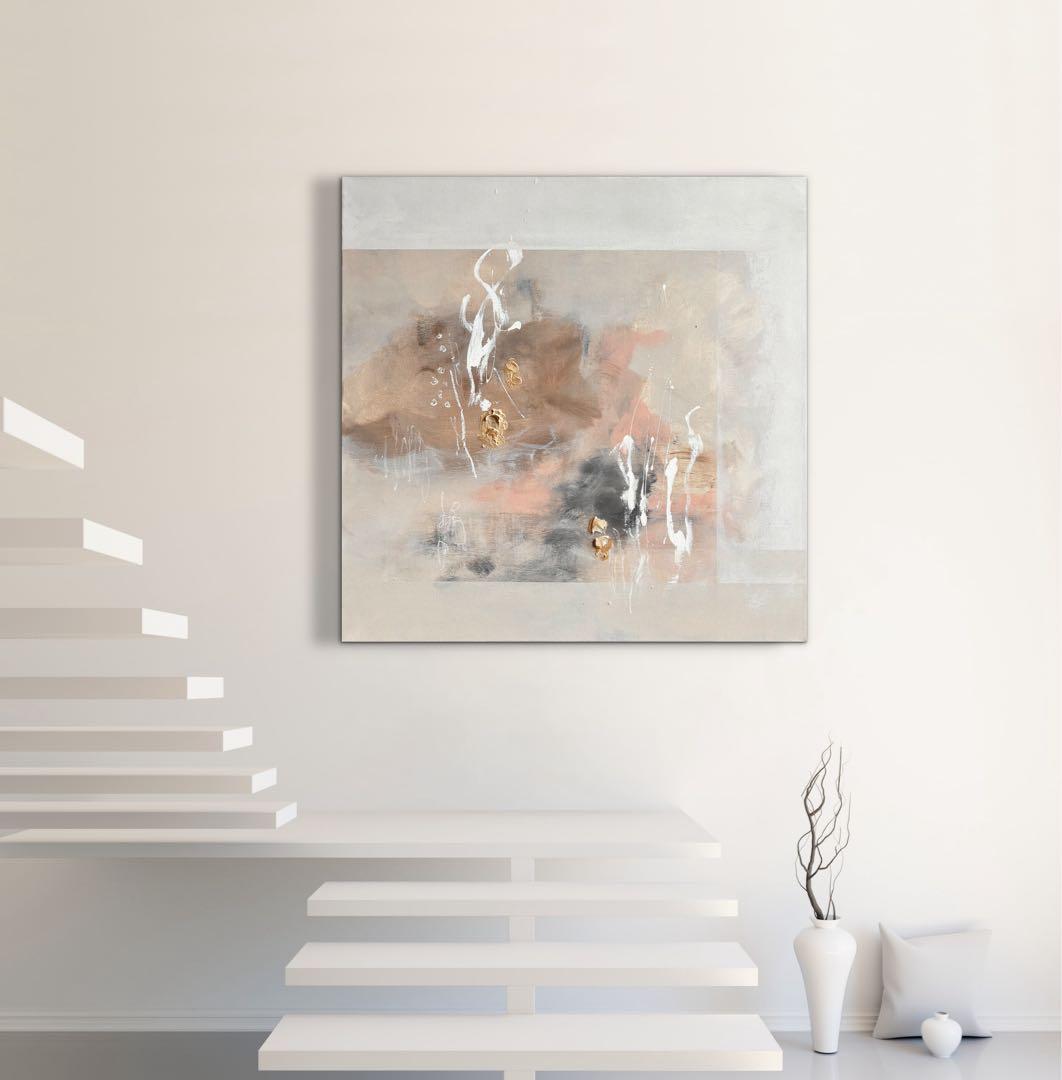 現代アート　80×80㎝　抽象画　テクスチャーアート　モダン　インテリア　絵画