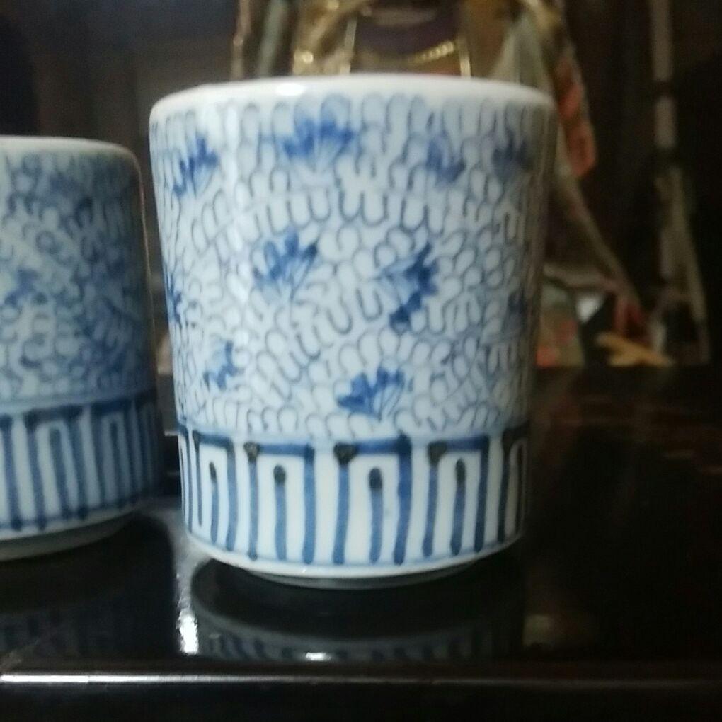 153　古伊万里　微塵唐草　染付　3客