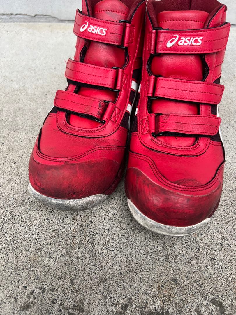 asics 赤 ハイカット 安全靴　25cm