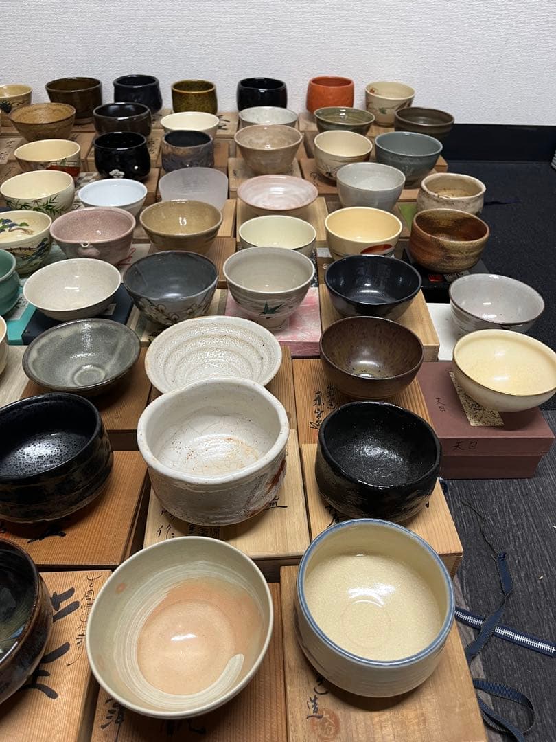 茶碗 抹茶碗 まとめて 56点 共箱 茶道具 陶器 京焼 金彩 色絵 ガラス