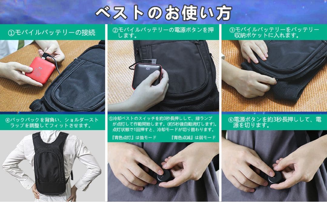 ペルチェ冷却ベスト 背中クーラー -25℃ USB給電 熱中症対策