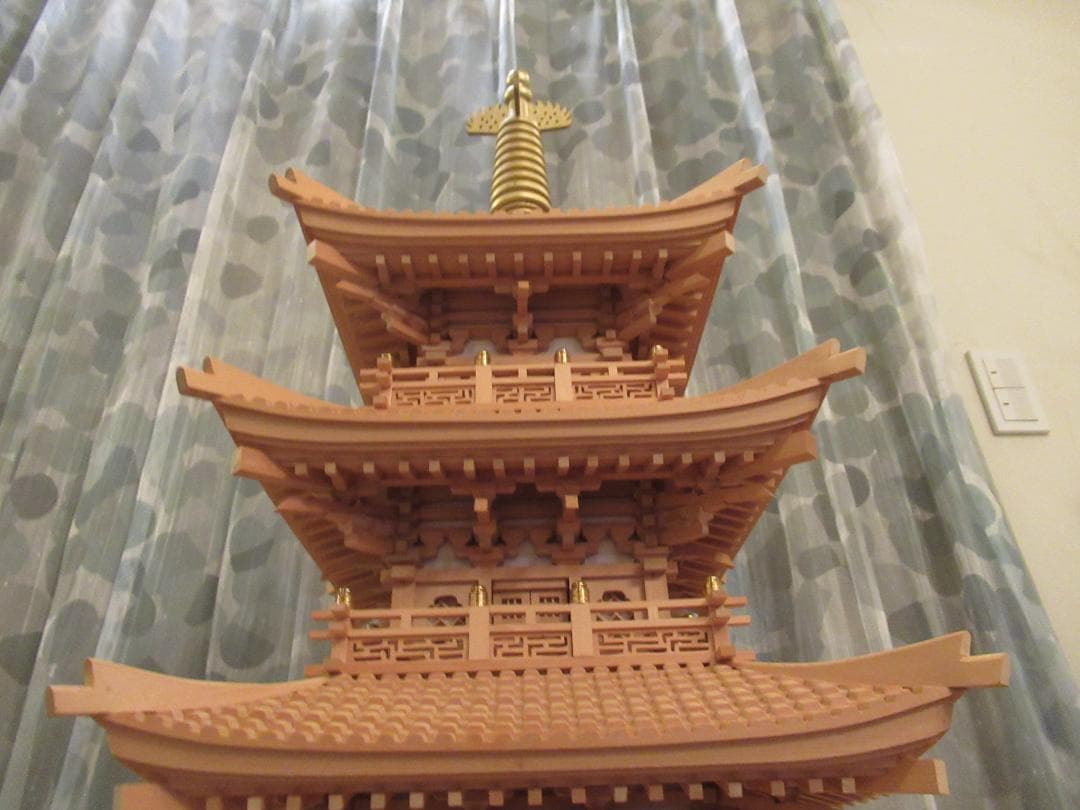 【訳あり完成品】奈良法隆寺　五重塔 模型　高さ約９８ｃｍ（相輪部分まで）